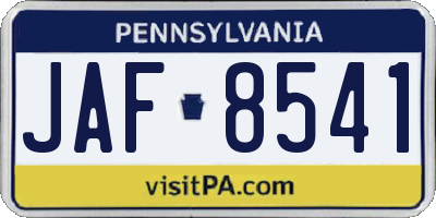 PA license plate JAF8541