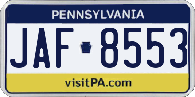 PA license plate JAF8553