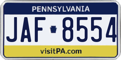 PA license plate JAF8554
