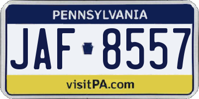 PA license plate JAF8557