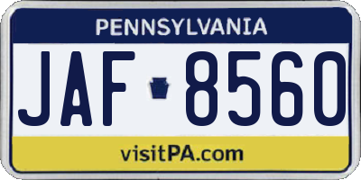 PA license plate JAF8560