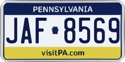 PA license plate JAF8569