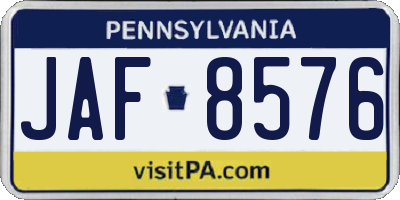 PA license plate JAF8576