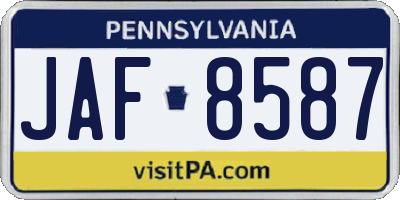 PA license plate JAF8587