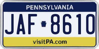 PA license plate JAF8610