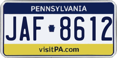 PA license plate JAF8612
