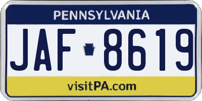 PA license plate JAF8619
