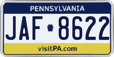 PA license plate JAF8622