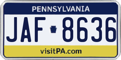 PA license plate JAF8636