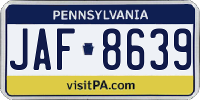 PA license plate JAF8639