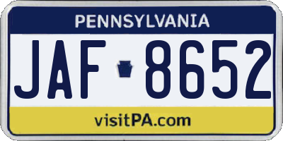 PA license plate JAF8652