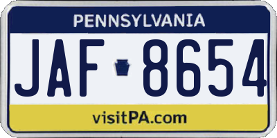 PA license plate JAF8654