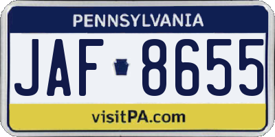 PA license plate JAF8655