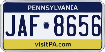 PA license plate JAF8656