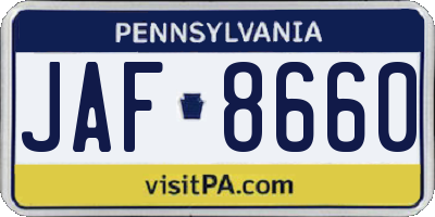 PA license plate JAF8660