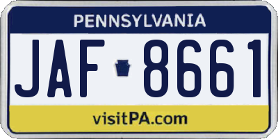 PA license plate JAF8661