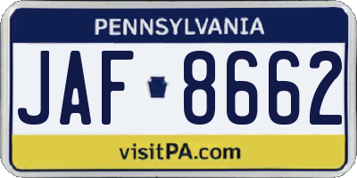 PA license plate JAF8662
