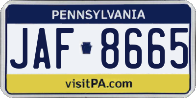 PA license plate JAF8665