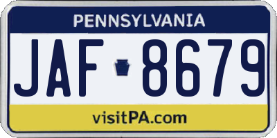 PA license plate JAF8679