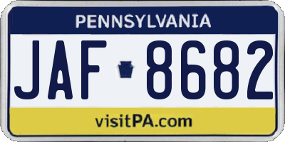 PA license plate JAF8682