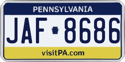 PA license plate JAF8686