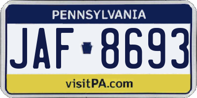 PA license plate JAF8693
