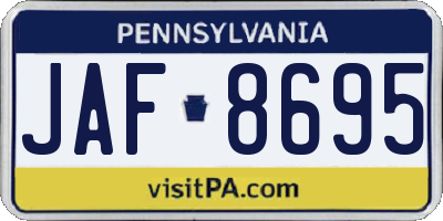 PA license plate JAF8695