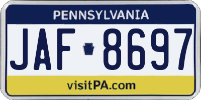 PA license plate JAF8697