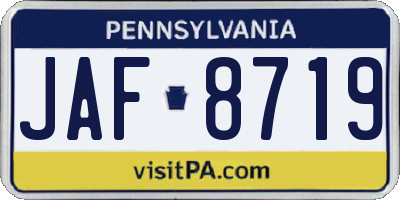 PA license plate JAF8719