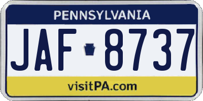 PA license plate JAF8737