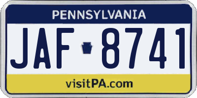 PA license plate JAF8741