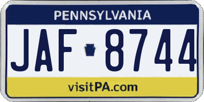 PA license plate JAF8744