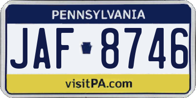 PA license plate JAF8746