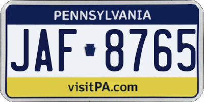 PA license plate JAF8765