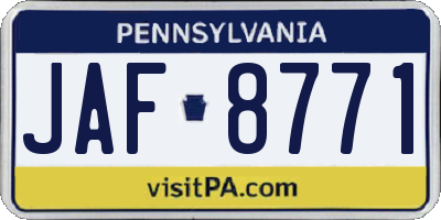 PA license plate JAF8771