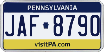 PA license plate JAF8790