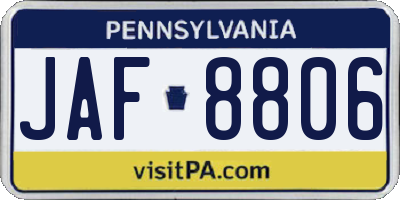 PA license plate JAF8806