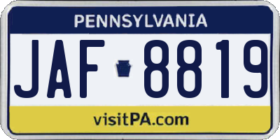 PA license plate JAF8819