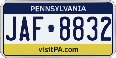 PA license plate JAF8832
