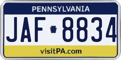 PA license plate JAF8834