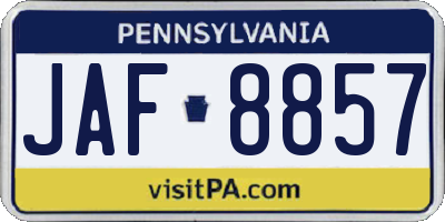 PA license plate JAF8857