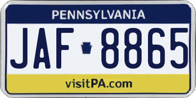 PA license plate JAF8865