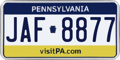 PA license plate JAF8877