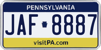 PA license plate JAF8887