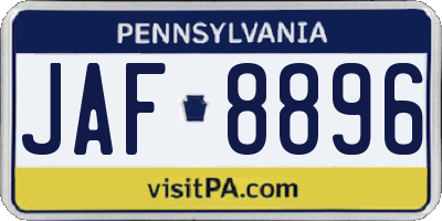 PA license plate JAF8896