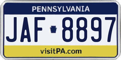 PA license plate JAF8897