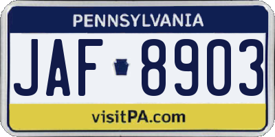 PA license plate JAF8903