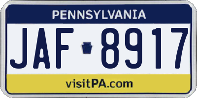 PA license plate JAF8917