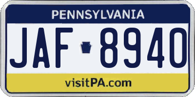 PA license plate JAF8940