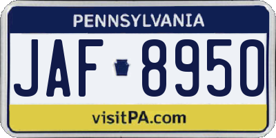PA license plate JAF8950